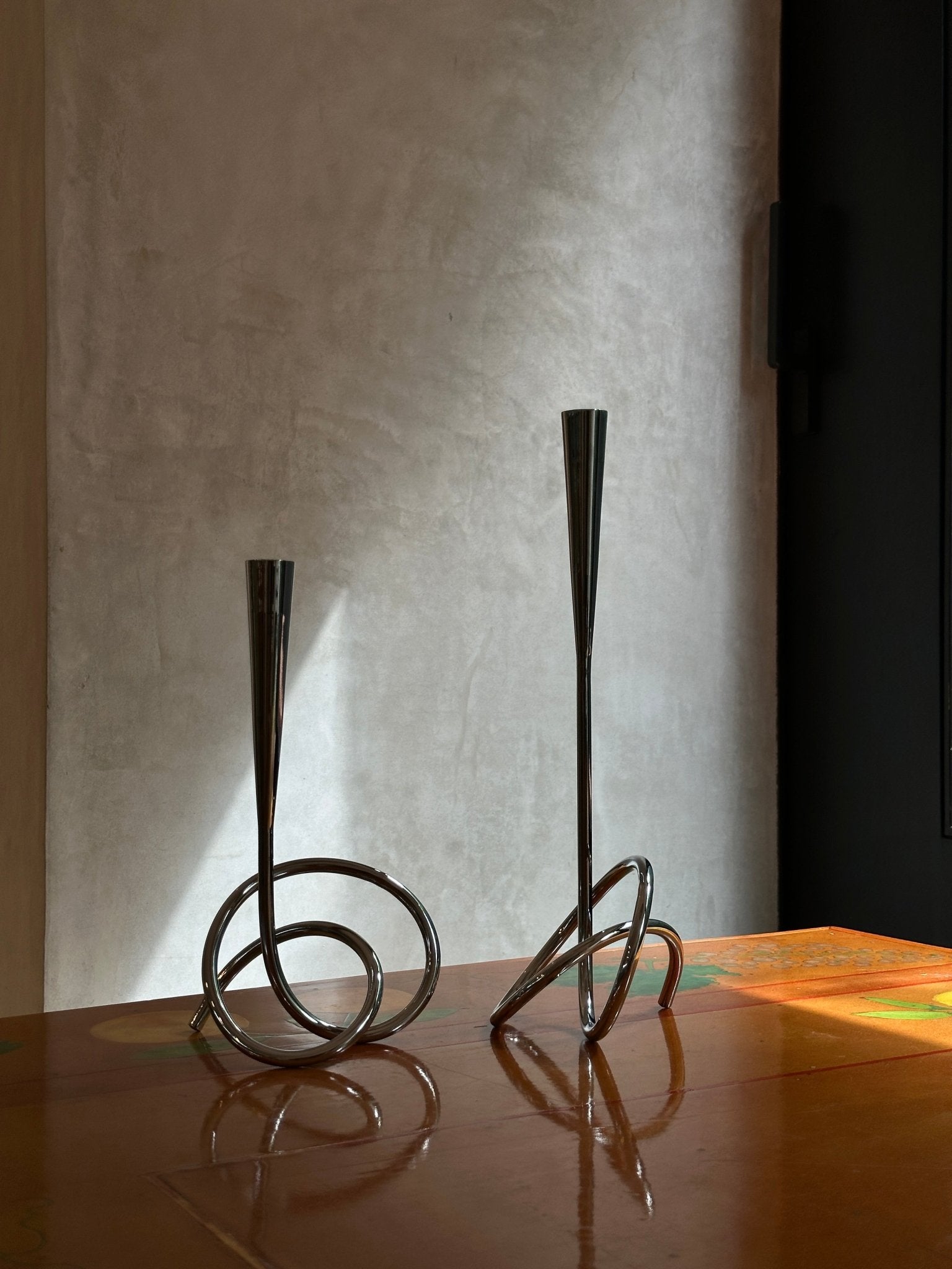silver idle scribble candle holder