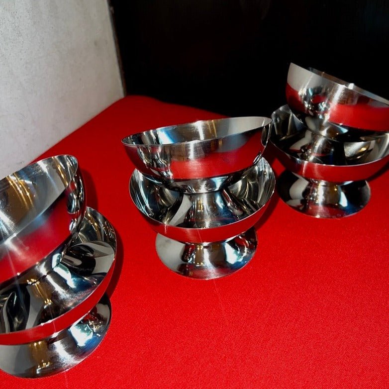 stainless steel italian ice cream bowl — set of 2